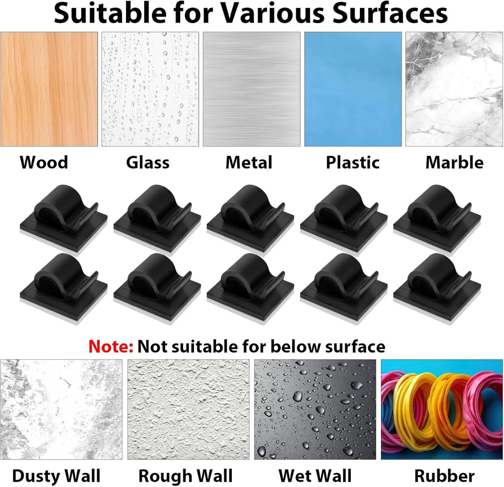 Self-Adhesive Cable Clips Organizer