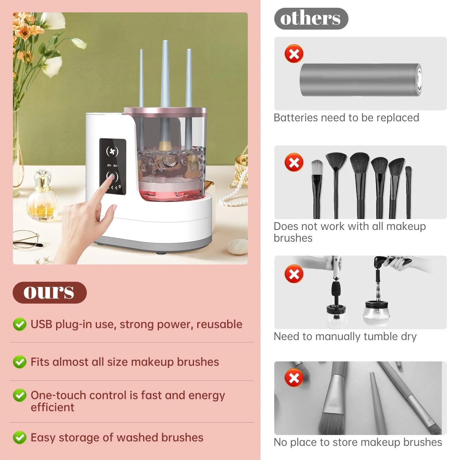 3-in-1 Electric Makeup Brush Cleaner